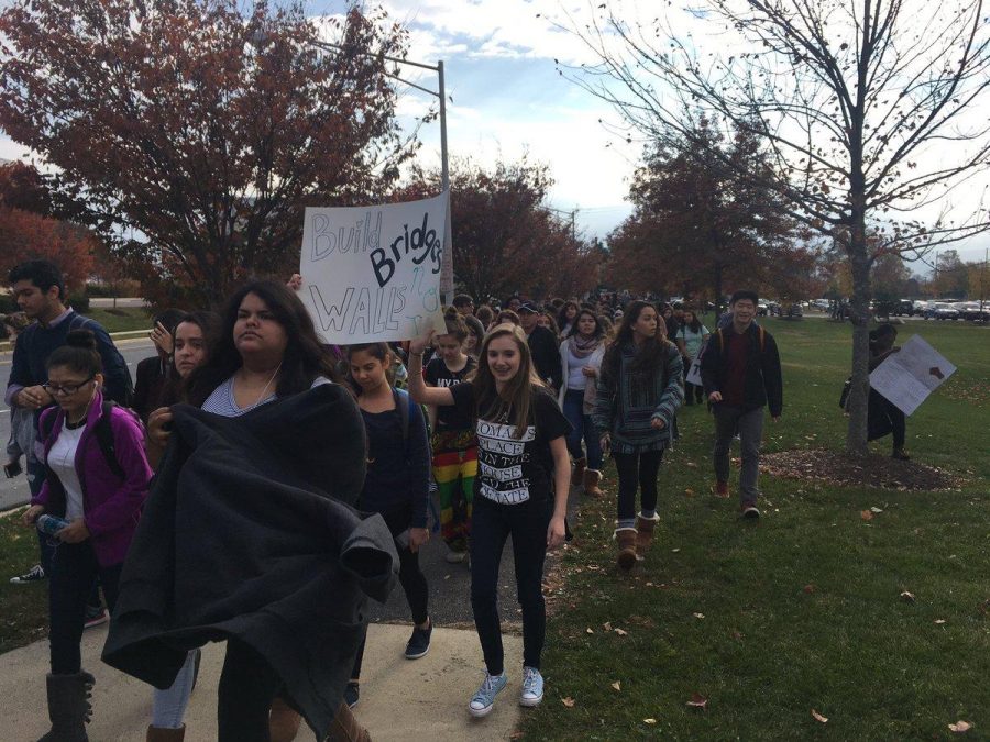 RM students take to the streets in a Stronger Together walkout