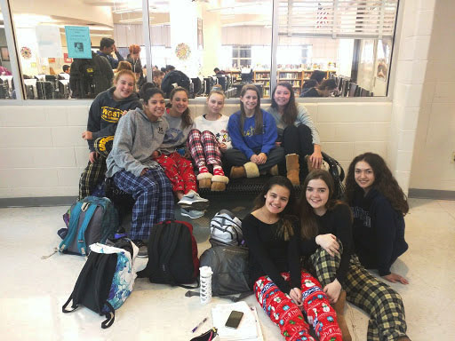 Students sport pajama pants on Pajama Day. 