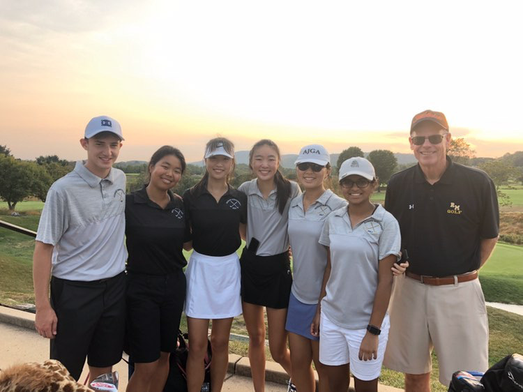 From left to right: Hayden Lunenfeld, Kaylen Pak, Alyssa Cong, Taylor Chao, Emma Chen, Upaasna Yadav, and Coach Mike Kellinger.