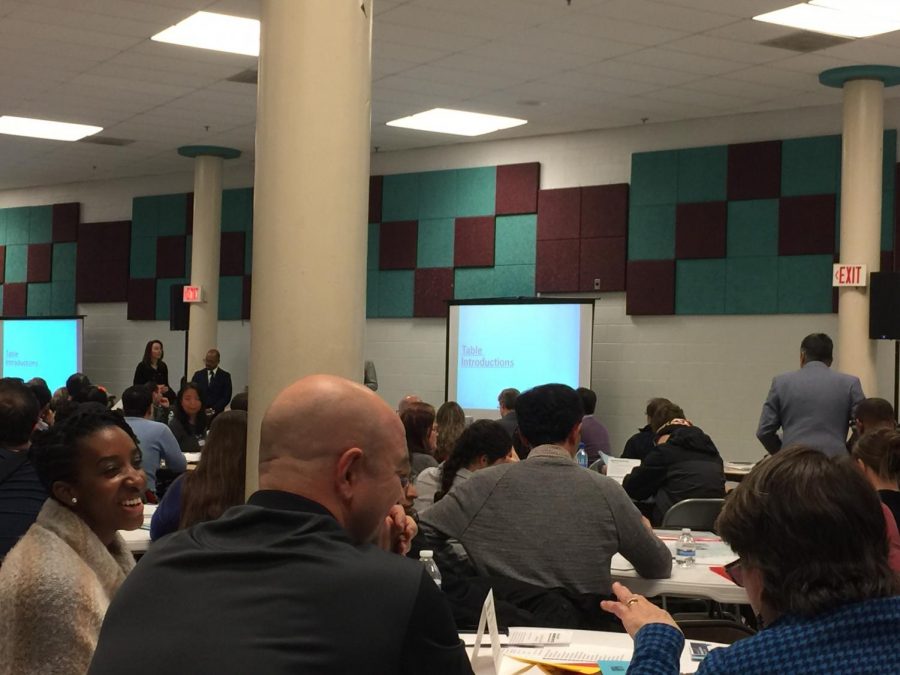 During Phase I of the districtwide boundary analysis, parents attended a boundary analysis panel meeting at Northwest High School.