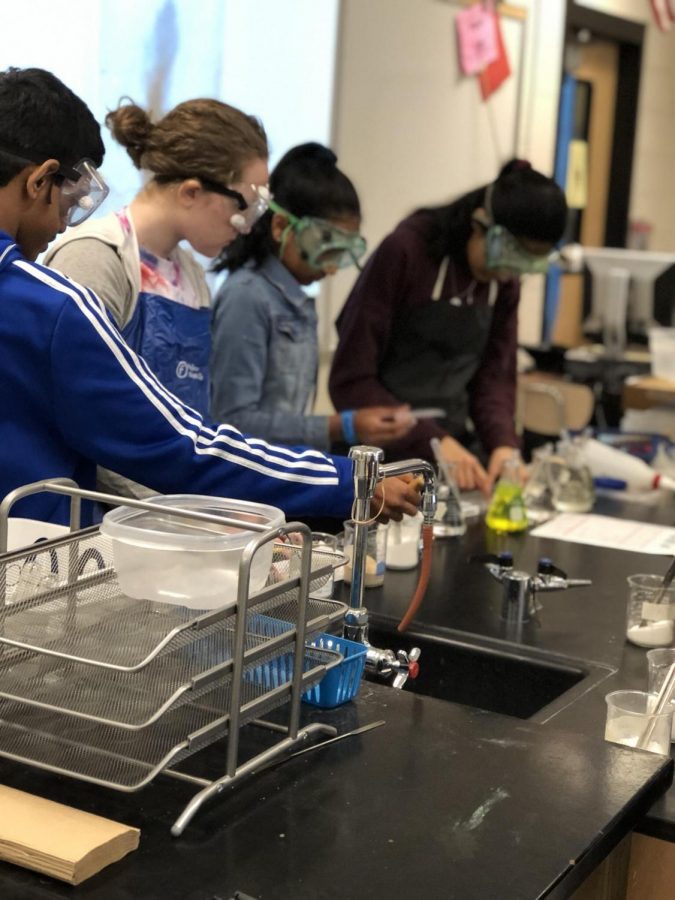For the Crime Busters event, students identify mystery chemicals as one of many clues to determine who committed a murder in the prompted scenario. 