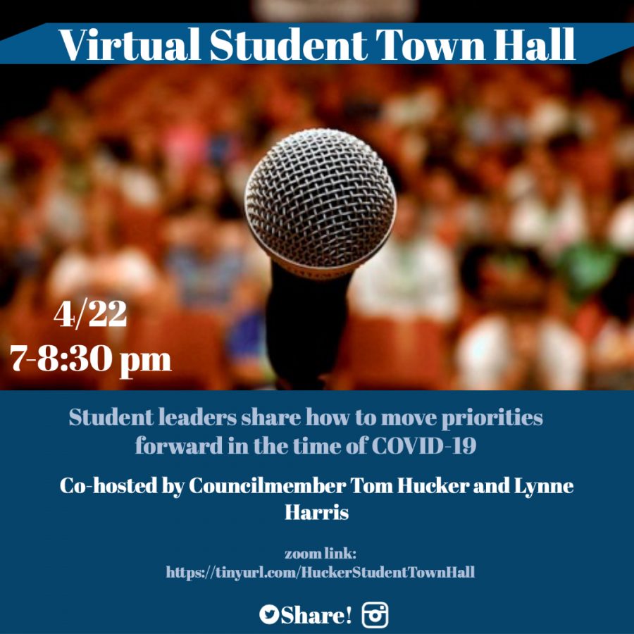 The MCPS Virtual Student Town Hall was held on April 22 from 7-8:30 p.m. via Zoom, featuring eight student advocacy groups.
