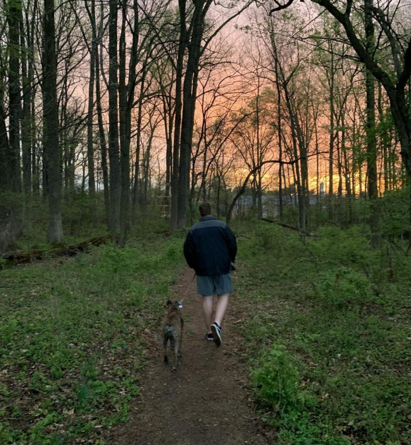 Junior Brian Rose has been spending more time  in nature, walking his dog and going on bike rides.
