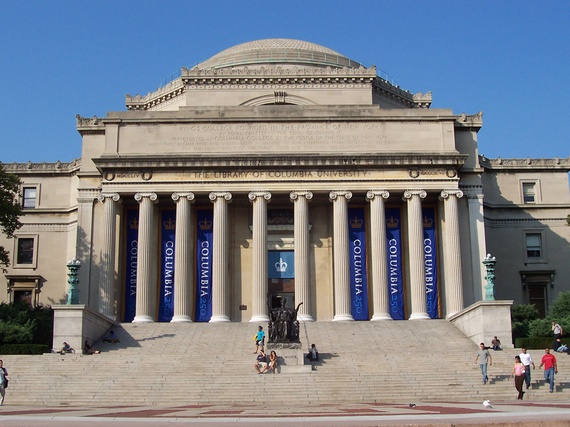 A reduced number of students attending Columbia University in March due to COVID-19.