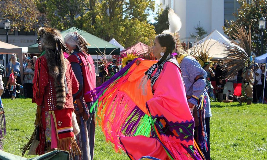 People celebrate Indigenous Peoples day in Berkeley, California on October 13, 2012.