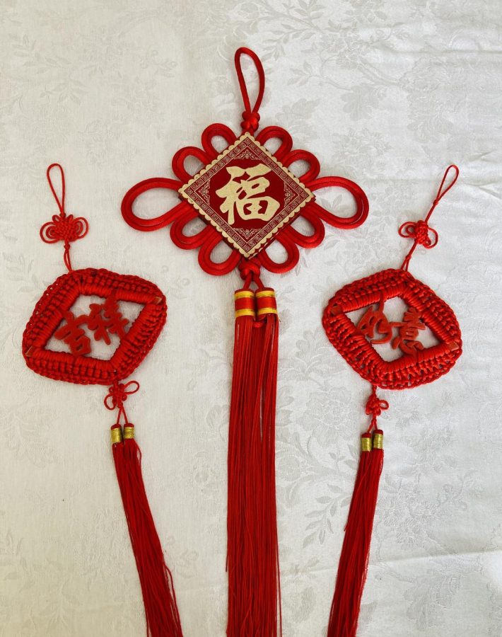 Some students hung up traditional Lunar New Year decorations to celebrate the holiday.