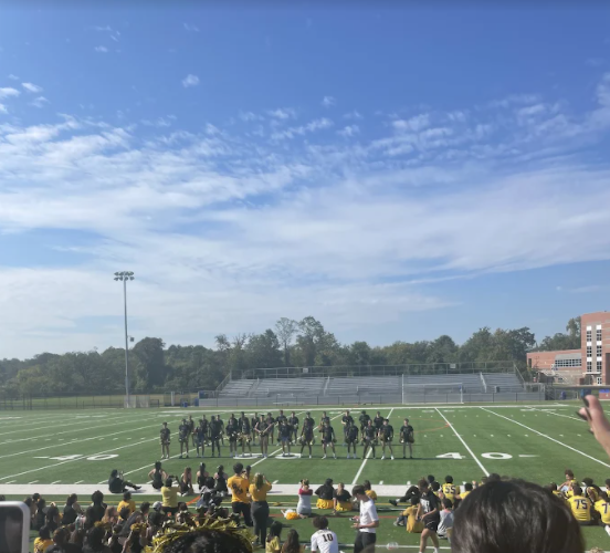 The BOMS boys perform their highly anticipated routine at the homecoming pep rally on October 15, 2021. BOMS is led by the R.M. POMS team, and typically do 2 to 3 performances per year. The boys, along with the rest of the hype group, were prepping the crowd for the homecoming football game. 