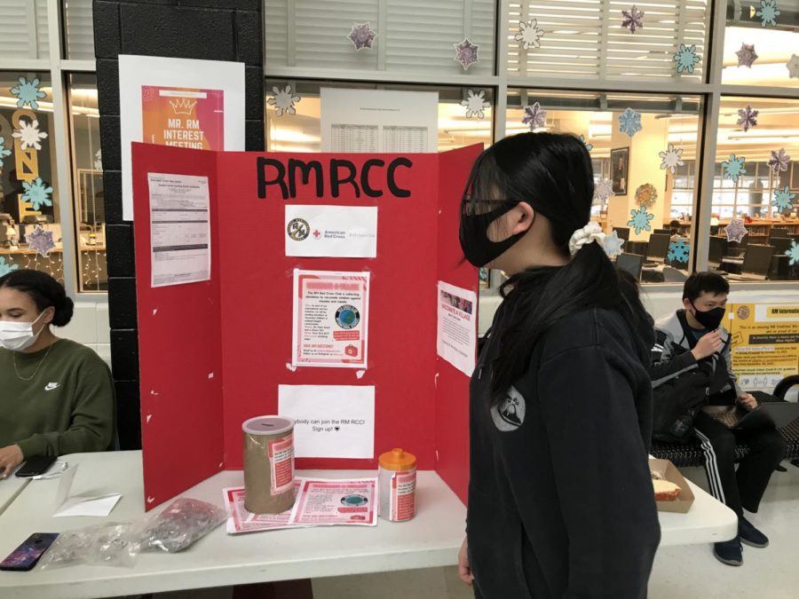 This week, the Red Cross Club at RM has been collecting donations on Main Street to fund vaccines against various diseases for children across the globe. Anyone who donates $1 will receive a small pin with the Red Cross logo. Weve been getting a lot of donations, said sophomore and Red Cross officer Sophia Fang. RMs been pretty supportive.