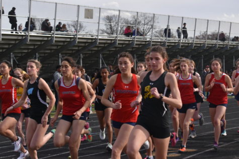 Sophomore Audrey Inglese leads the pack in the 1600. 