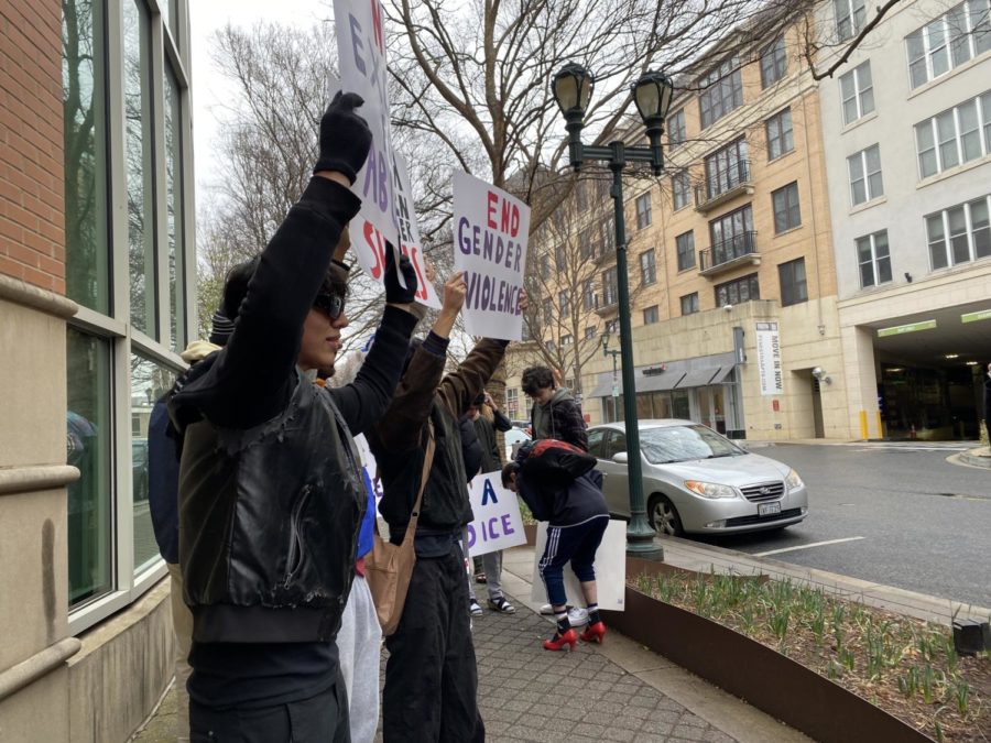 While marching across Rockville Town Center, Mr. RM contestants held signs protesting rape, sexual assault and gender violence.