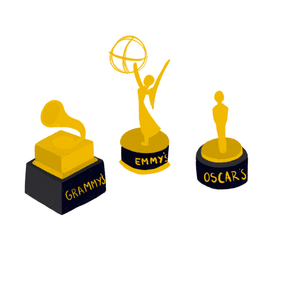 The+Grammys%2C+Emmys%2C+and+Oscars+are+considered+the+most+prestigious+awards+for+music%2C+television%2C+and+film%2C+respectively.