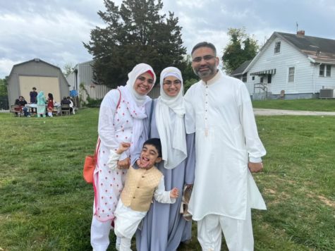 Sayeda Hasni and her family pose at an Eid-al-Fitr celebration.