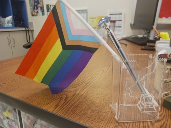 Symbols of the LGBTQ+ community can be seen in many classrooms to promote inclusivity and acceptance.