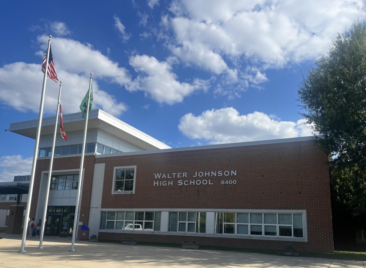 The front of Walter Johnson highschool which was one of the two schools involved in an altercation following the first football game of the 2023 season.