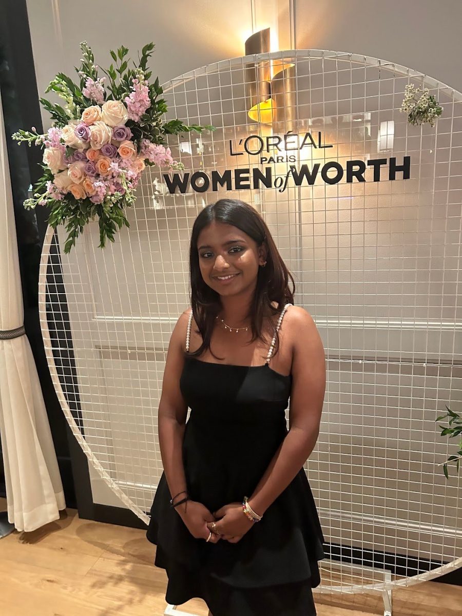 Senior Shrusti Amula poses for photos during a media dinner at the Women of Worth Summit in NYC this past August, where she first got to know the other honorees. (Photo permission granted by Shrusti Amula)