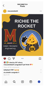 The RM commits page on Instagram takes submissions from seniors to be posted on the account about the college they will be attending.