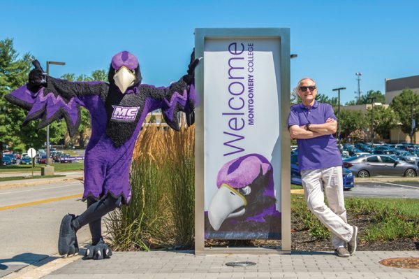 Monty, the Montgomery College mascot, poses at the campus. (Photo courtesy of Pete Vidal)