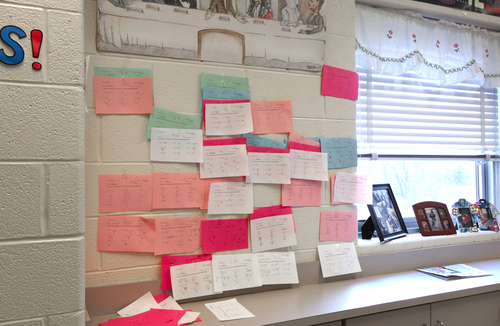 Perfect speed trigs hang on Ms. Goetz’s back wall. She uses it as a leaderboard to keep track of the Speed Trig Queen contenders.