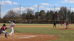 Senior Alex Von-Behren sets up to swing at an incoming pitch. 