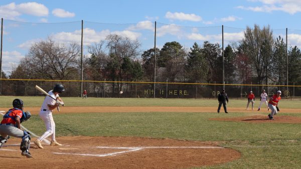 Senior Alex Von-Behren sets up to swing at an incoming pitch. 