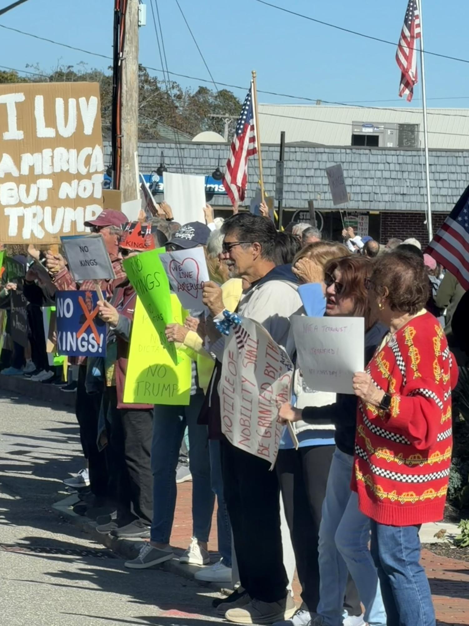 Protesters at the No Kings Protest in Ogunquit, Maine push against the Trump Administration’s immigration policies. 