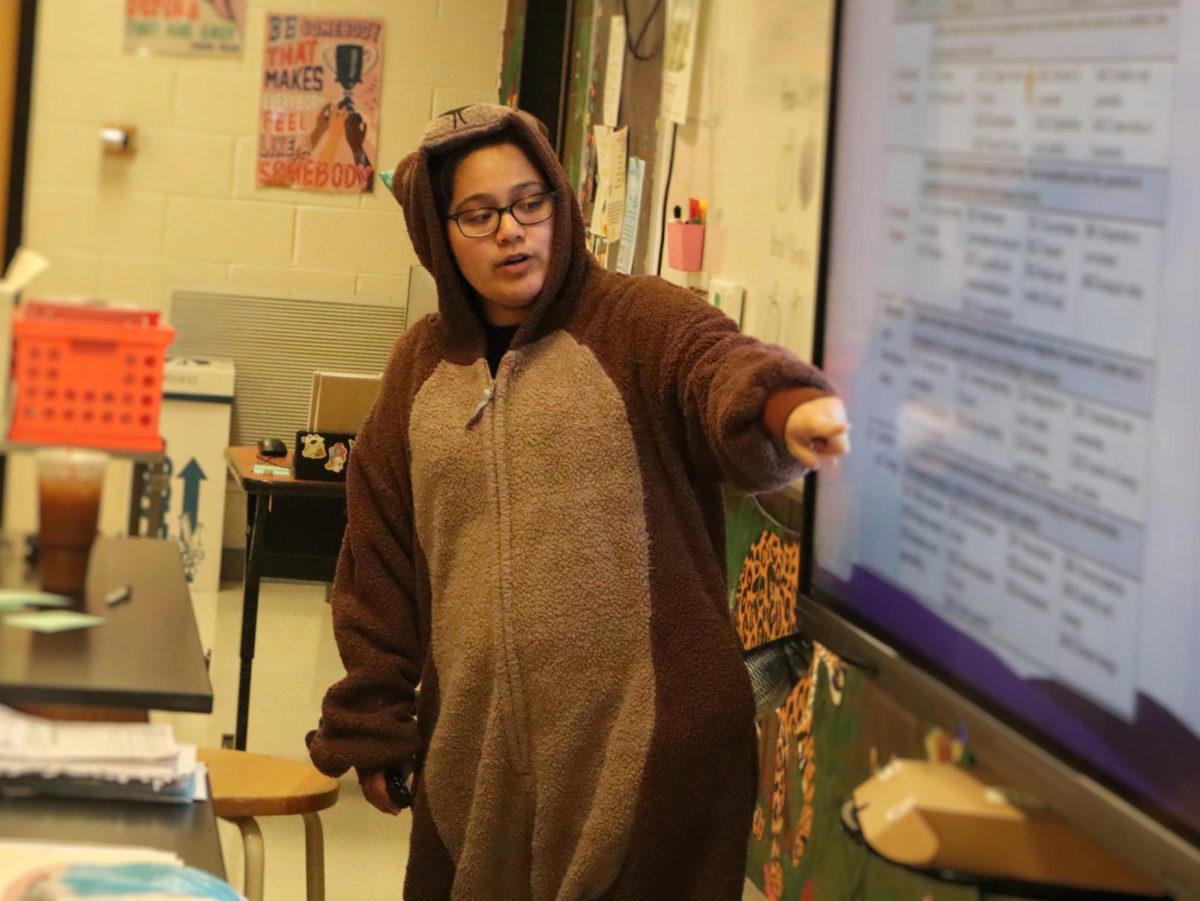 “It’s not your typical onesie outfit, which is why I like this one,” Ms. Albaugh said. “It looks more like a bear.” Ms. Albaugh says her shark costume is her all-time favorite. “I try to figure out how to work it every single year,” she said. 