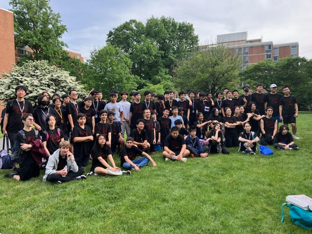 RM students pose after the final awards at the MoCo American Regions Mathematics League are given. ARML is a useful way to practice for the American Mathematics Competition and beyond. (Photo courtesy of Derek Wang)