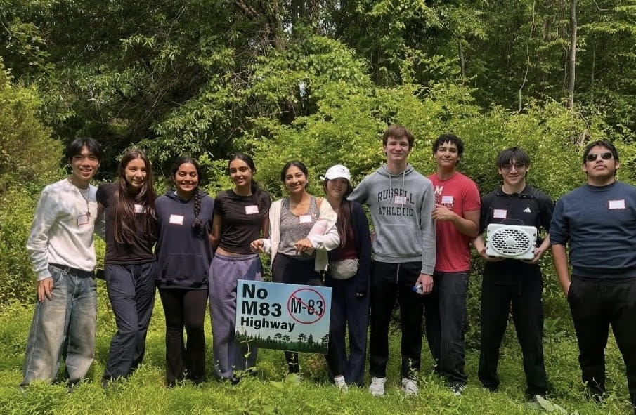 RM Climate Club members led a successful protest against the construction of the M83 Zone Highway. The highway was planned to extend from Clarksburg to Derwood as an 8.7-mile major transportation route. MCPS ultimately abandoned this plan in July with a 10-1 vote. (Photo courtesy of RM Climate Club)
