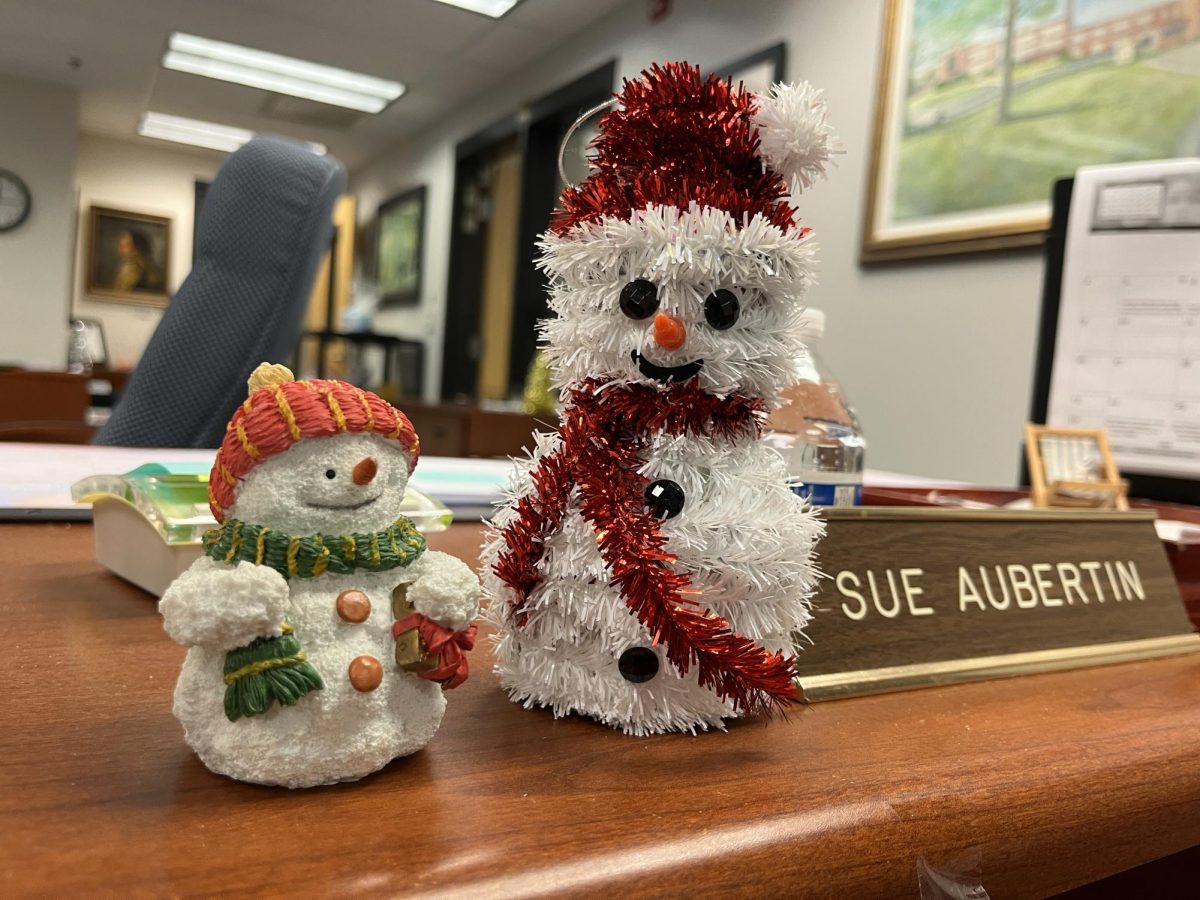 Decorations put up by seniors Menuli Uswatta and Alexia Springer can be found in the main office.