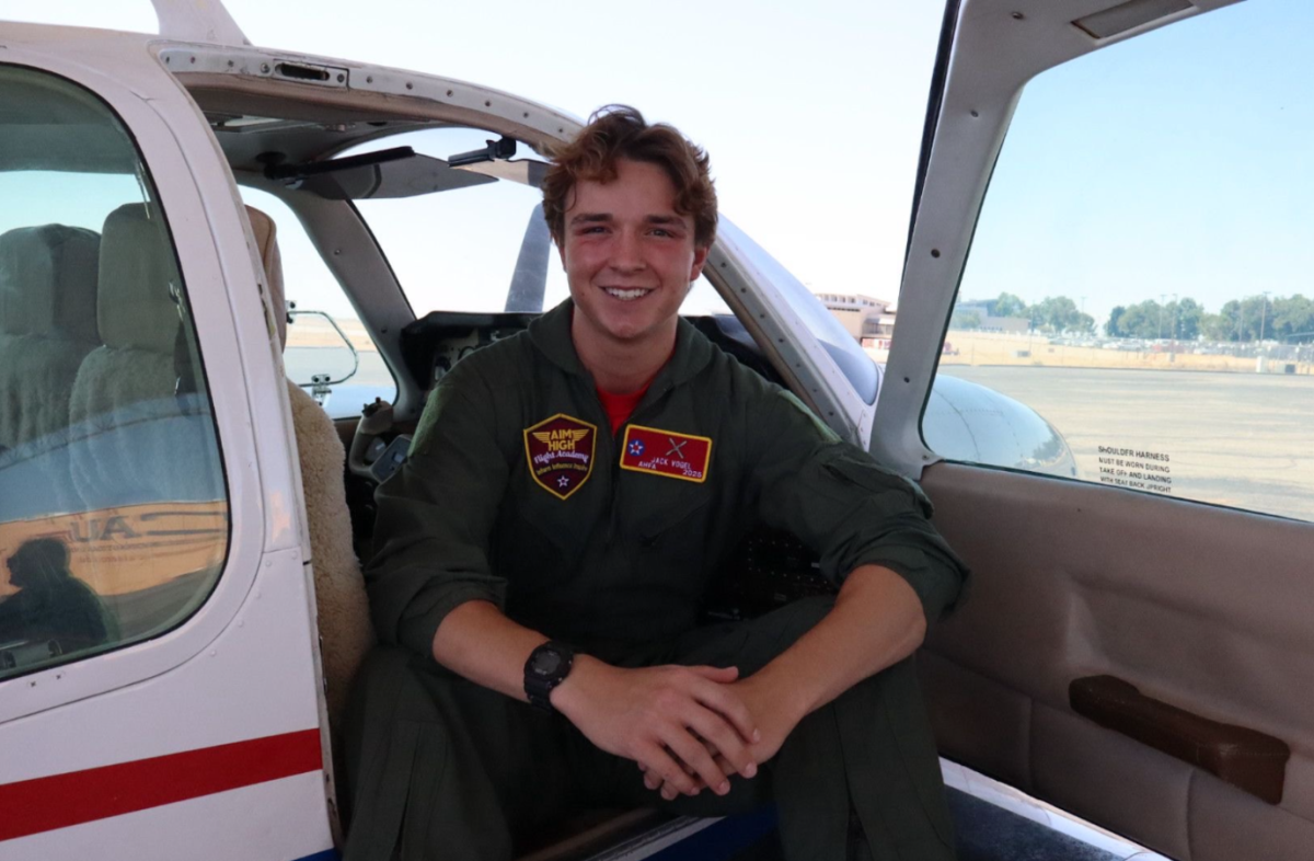 Senior Jack Vogel poses for a picture from a plane during a summer flight program in California. (Photo courtesy of Jack Vogel)
